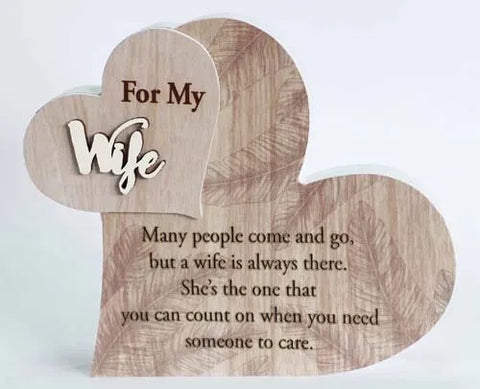 For My Wife From My Heart Sentiment Plaque Block