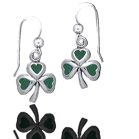 Irish Shamrock Lucky Clover Sterling Silver Earrings