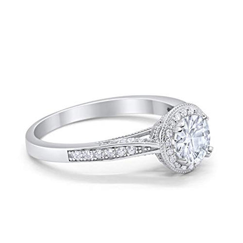 Halo Art Deco Round Ring with Cubic Zirconia