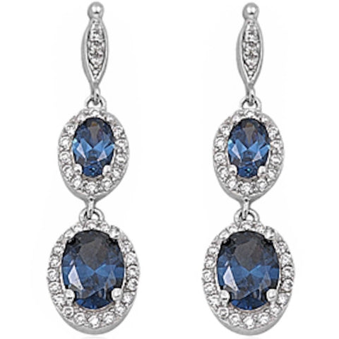Double Halo Chandelier Sapphire Stud Earrings