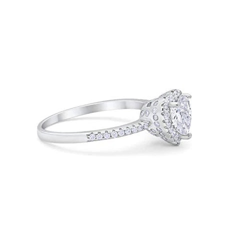Halo Heart Ring with Cubic Zirconia