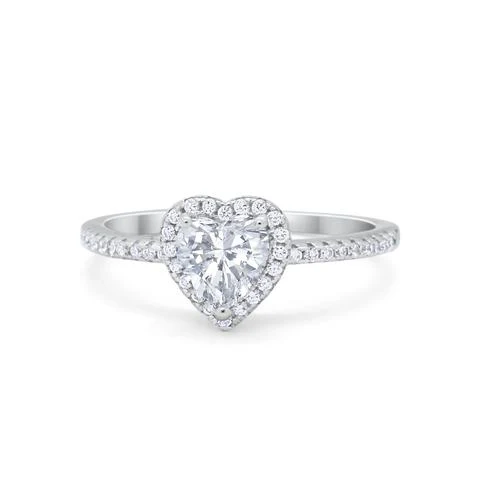 Halo Heart Ring with Cubic Zirconia