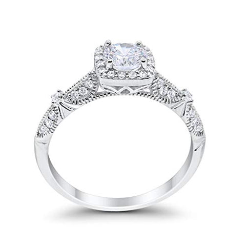 Halo Square Ring with Cubic Zirconia