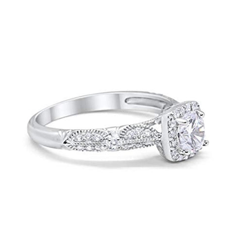Halo Square Ring with Cubic Zirconia