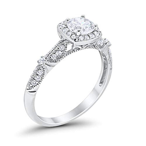 Halo Square Ring with Cubic Zirconia