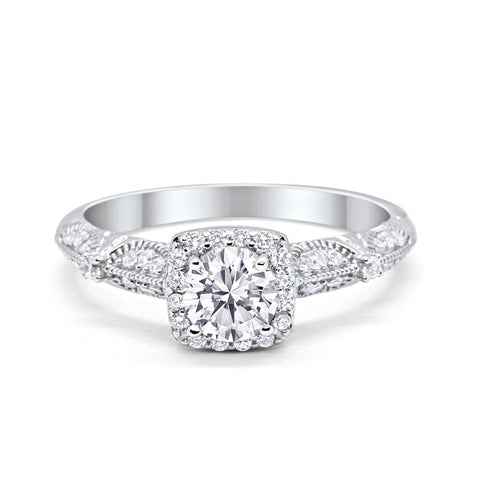 Halo Square Ring with Cubic Zirconia