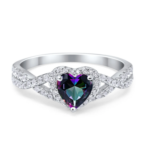 Heart Infinity Ring with Rainbow Cubic Zirconia