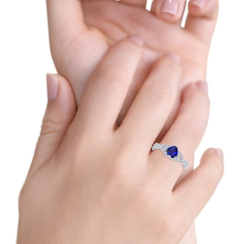 Heart Infinity Ring with Sapphire Cubic Zirconia