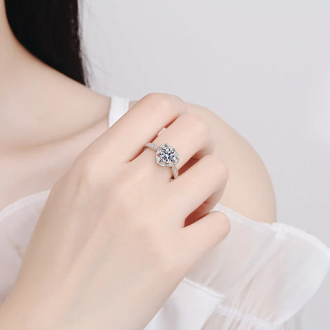 Moissanite Heart Ring in 925 Sterling Silver