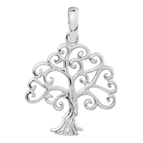 Stunning Silver Heart Tree Pendant