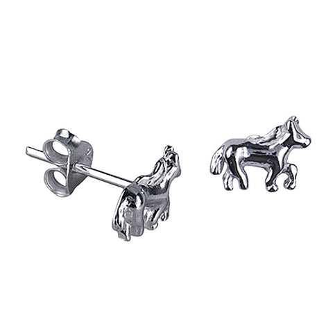 Sterling Silver Horse Stud Earrings