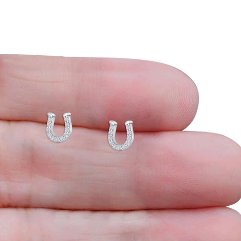 Horseshoe Cubic Zirconia Stud Earrings