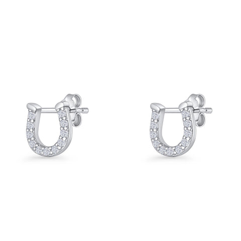 Horseshoe Cubic Zirconia Stud Earrings
