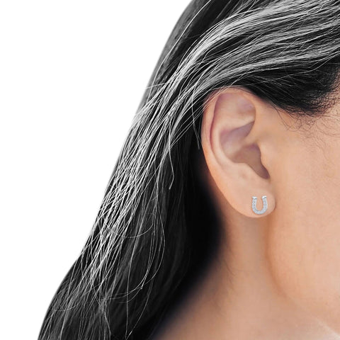 Horseshoe Cubic Zirconia Stud Earrings