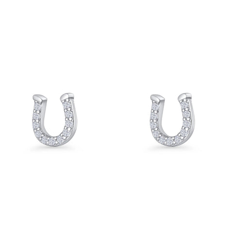 Horseshoe Cubic Zirconia Stud Earrings