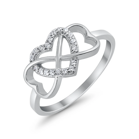 Infinity Heart Ring with Cubic Zirconia