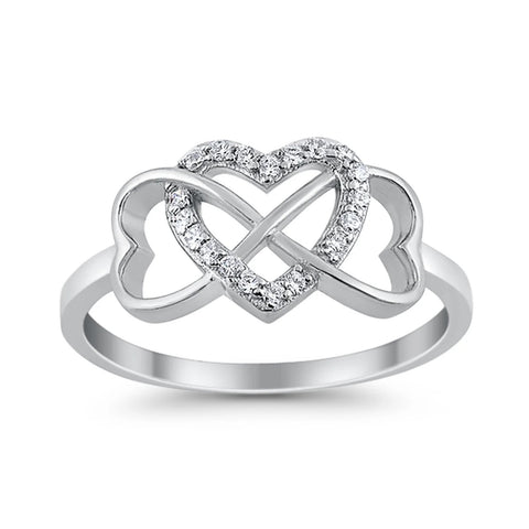 Infinity Heart Ring with Cubic Zirconia