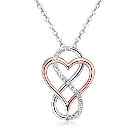 Moissanite Infinity Heart Necklace in 925 Sterling Silver