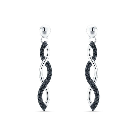 Infinity Twisted Stud Earrings with Black Cubic Zirconia