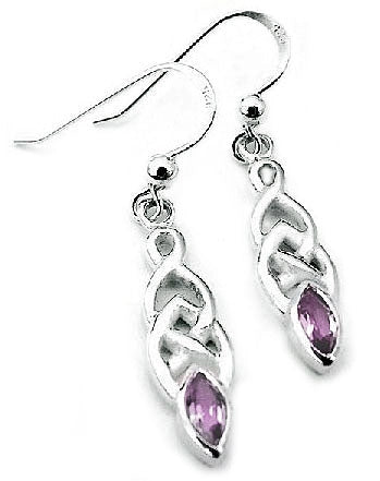 Celtic Knot and Amethyst Hook Earrings