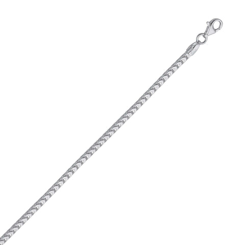 55cm Franco Chain in Rhodium Plated Sterling Silver