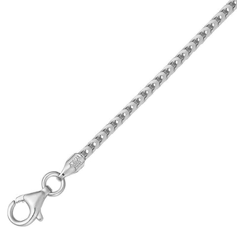 45cm Italian Franco Chain in Rhodium Plated Sterling Silver