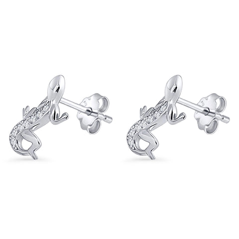Gecko Lizard Cubic Zirconia Stud Earrings