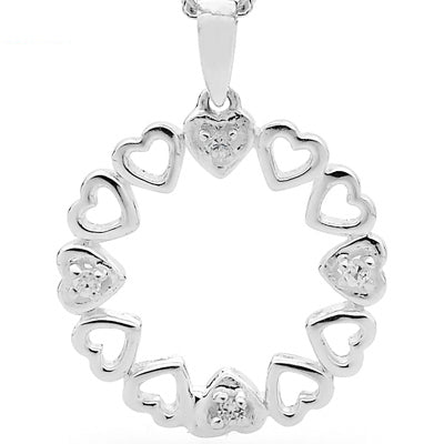 Love Heart Wreath with Cubic Zirconia in Sterling Silver