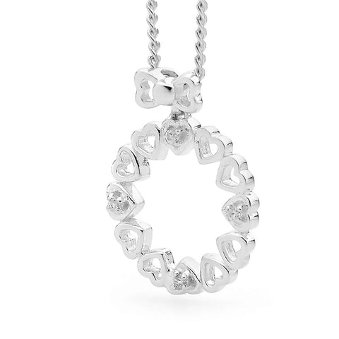 Love Heart Wreath with Cubic Zirconia in Sterling Silver