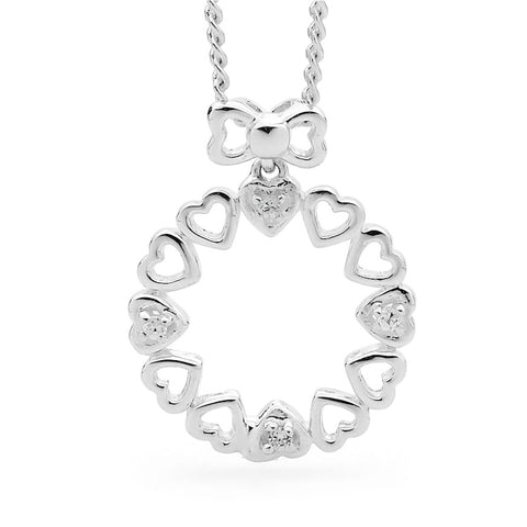 Love Heart Wreath with Cubic Zirconia in Sterling Silver