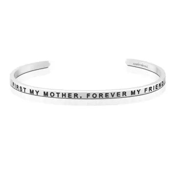 MantraBand First My Mother, Forever My Friend Silver Bangle