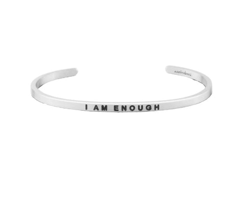 MantraBand I Am Enough Silver Bangle