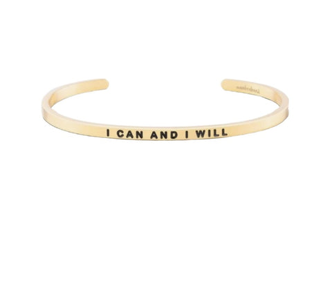 MantraBand I Can and I Will Gold Bangle