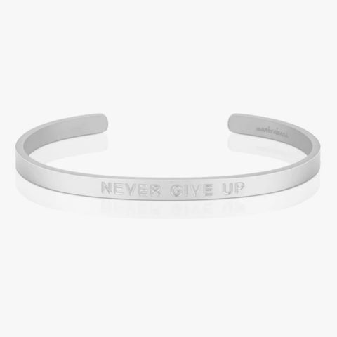 MantraBand Never Give Up Silver Bangle (BOLD)