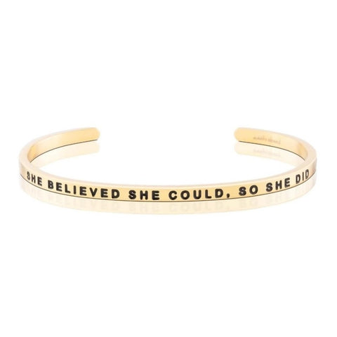 MantraBand She Believed She Could Gold Bangle