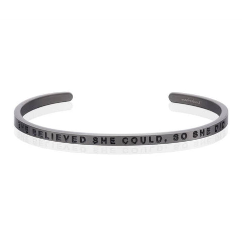 MantraBand She Believed She Could Moon Grey Bangle