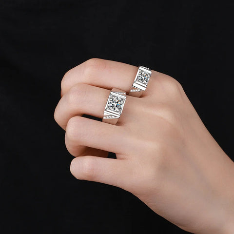 Men's Moissanite 925 Silver Ring