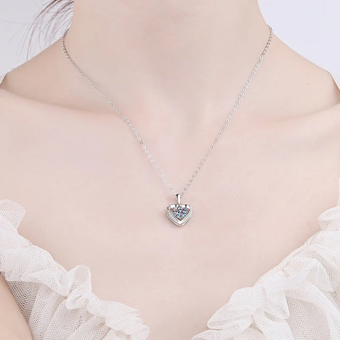 Moissanite Heart Necklace in 925 Silver