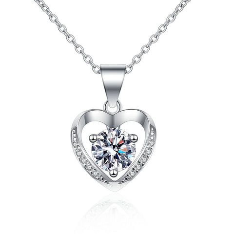 Moissanite Heart Necklace in 925 Silver