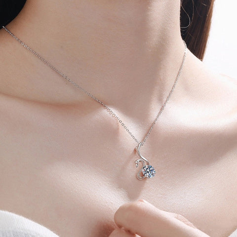 Moissanite Swan Necklace in 925 Silver