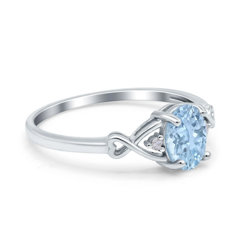 Oval Infinity Ring with Aquamarine CZ