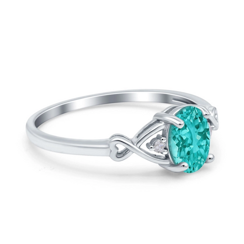 Oval Infinity Ring with Paraiba Tourmaline Cubic Zirconia
