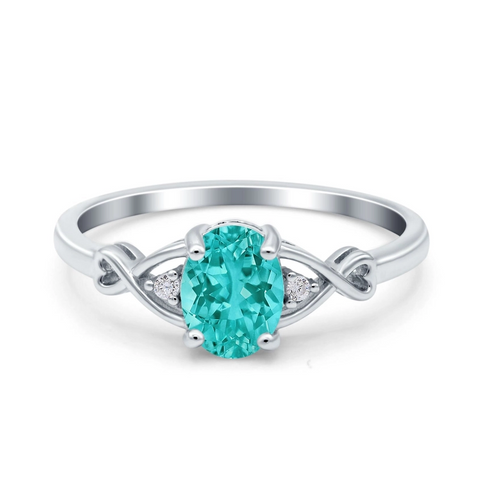 Oval Infinity Ring with Paraiba Tourmaline Cubic Zirconia