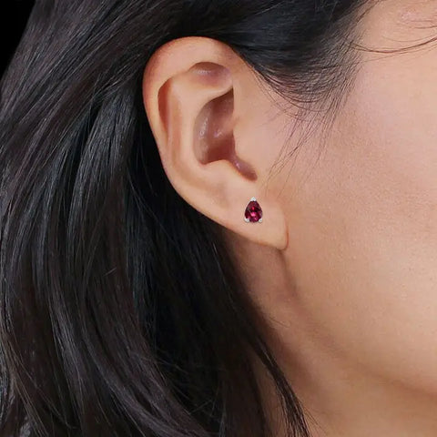 Teardrop Ruby Cubic Zirconia Stud Earrings