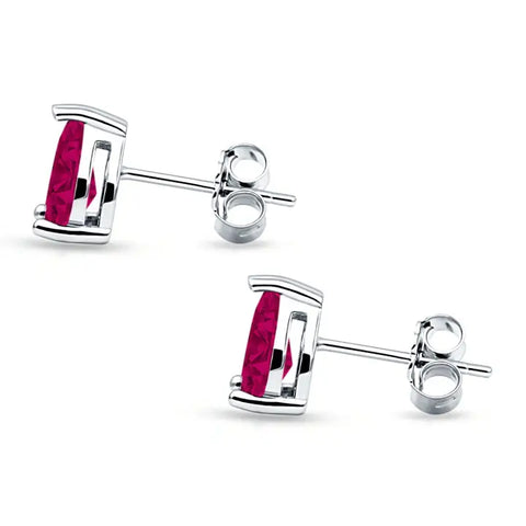 Teardrop Ruby Cubic Zirconia Stud Earrings