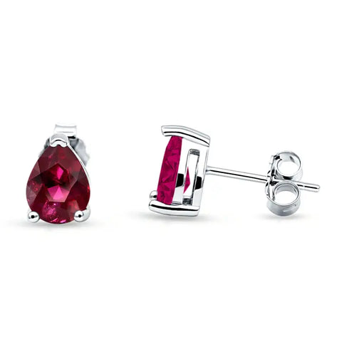 Teardrop Ruby Cubic Zirconia Stud Earrings