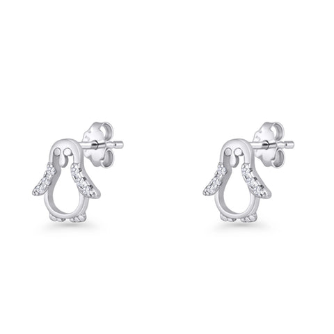 Penguin Cubic Zirconia Stud Earrings