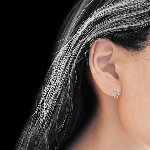 Penguin Cubic Zirconia Stud Earrings