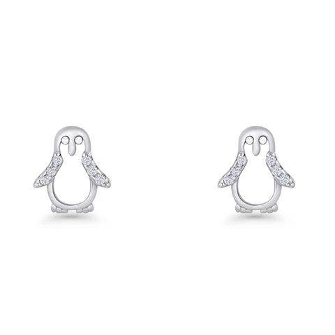 Penguin Cubic Zirconia Stud Earrings