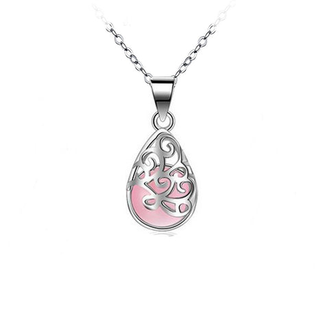 Pink Moonstone Teardrop Necklace